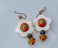 Garden Earrings with bees, copyright Honey from the Bee