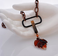 Mixed Media necklace with copper and agate, copyright Honey from the Bee