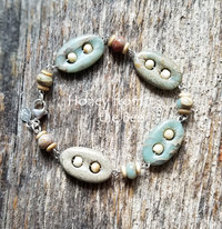 Aqua and tan bracelet