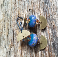 Blue, gold and copper earrings