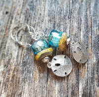 Aqua and yellow lampwork earrings