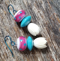 Hot pink and turquoise earrings
