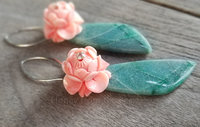 Coral and green earrings