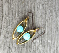 Aqua and gold earrings
