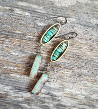 Turquoise and brass earrings