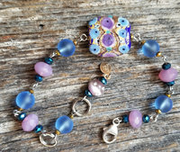 Blue and pink flower bracelet