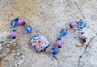 Blue and pink Impressionist bracelet