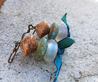 Teal lampwork earrings