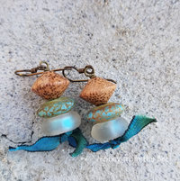 Wood and lampwork earrings