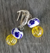 Blue and white earrings