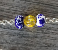 Blue and white lampwork necklace