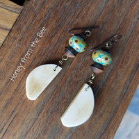 Brown and Teal dangle earrings