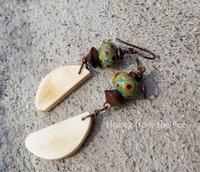 Cream and Teal earrings