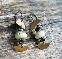 Gold and black lampwork earrings