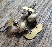 Gold and cream lampwork earrings