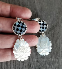 black and white evening earrings