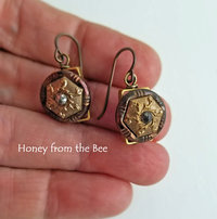 Antique steel cut button earrings
