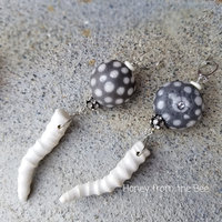 Dark grey and white boho earrings
