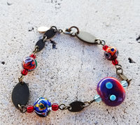 Blue and red bead bracelet