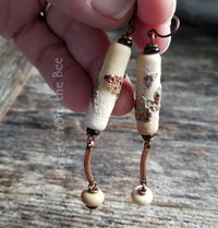 Rustic cream and copper earrings