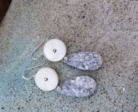 Grey and White artisan earrings