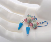 Pink and Blue Lampwork earrings