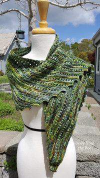 Hand knit green shawl