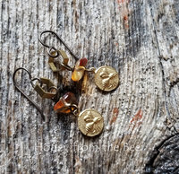 Honeycomb cell and bee earrings