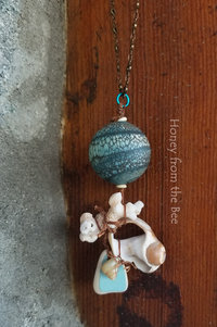Lampwork and shells artisan pendant