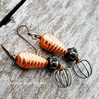 Copper toned, black and steel Earrings