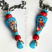 Owl lampwork pendant