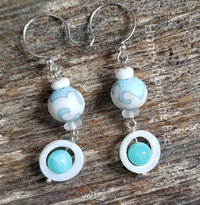 Blue and white Lampwork earrings