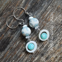 light blue and white earrings