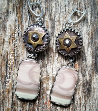 Imperial Jasper earrings with antique button