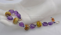 Lampwork and amethyst bracelet