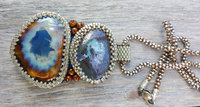 Boulder Opal Artisan Pendant in blues and brown and silver