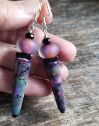 Hot pink and black earrings
