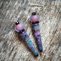 Pink, Purple and black earrings