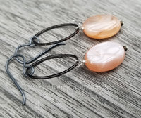 Gunmetal and moonstone earrings