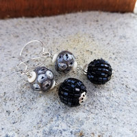 Black and white artisan earrings