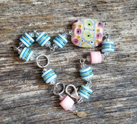 Blue and pink lampwork bracelet