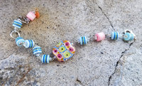 pink and blue bracelet