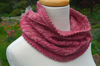 Pink knitted cowl