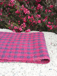 Plaid woven scarf in deep blue red merino