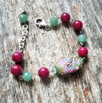 green and fuchsia bracelet