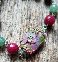 Rose lampwork bracelet