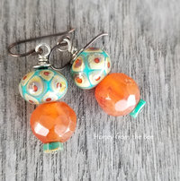 Turquoise and orange earrings