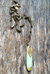 Leaf and gemstone necklace