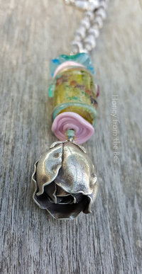 Silver Rose bud necklace
