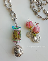 Rose necklace and earrings